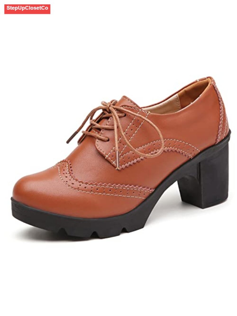 T-Strap Platform Oxford Dress Shoes Faux Leather 2.75in Heel